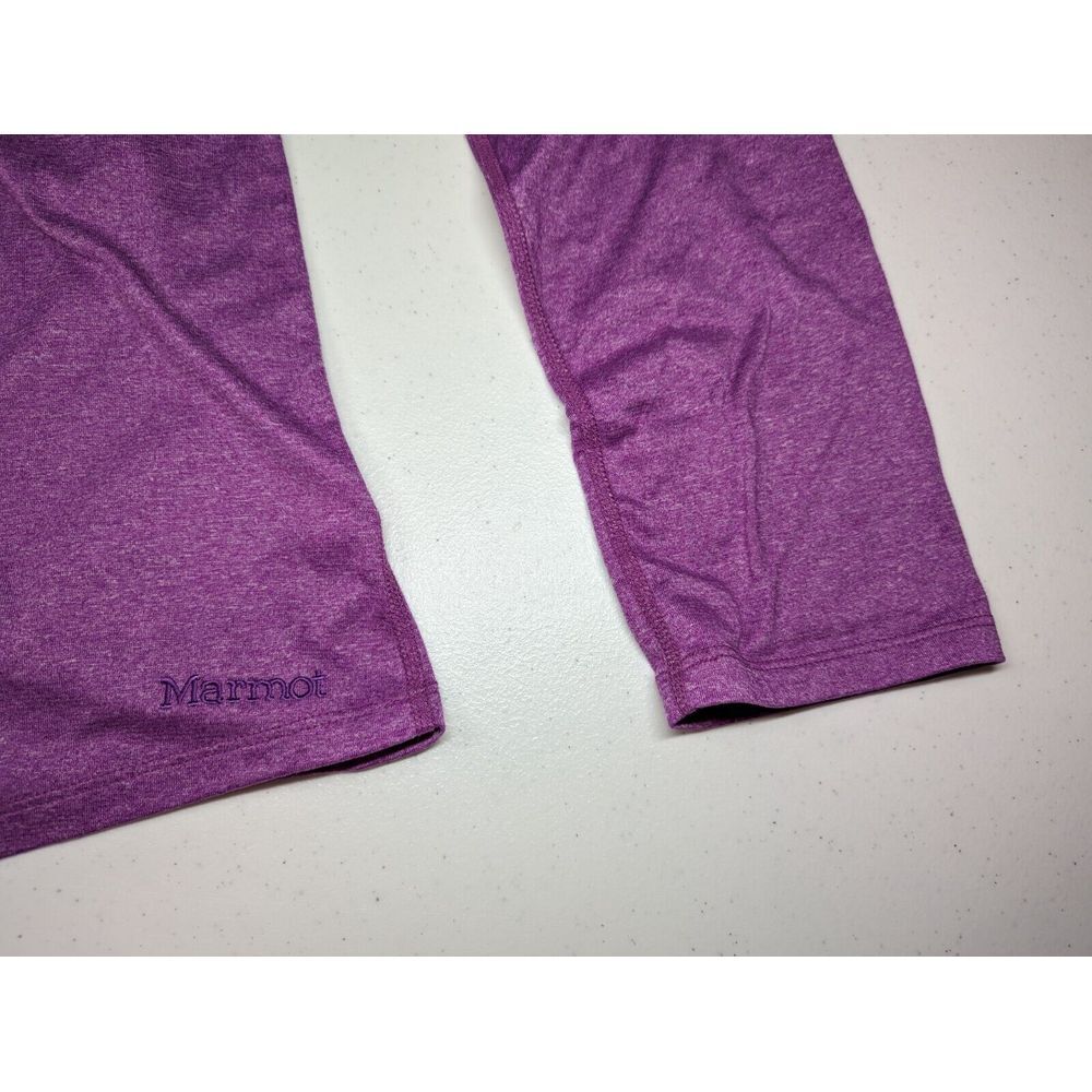 Marmot Womens Laura Hooded Button Shirt Large Purple Henley‎ Pullover Roll Tab - Picture 9 of 13